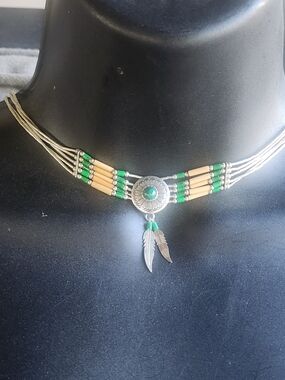 Sterling Silver Native American Southwest Multi-Strand Choker Necklace Cowgirl